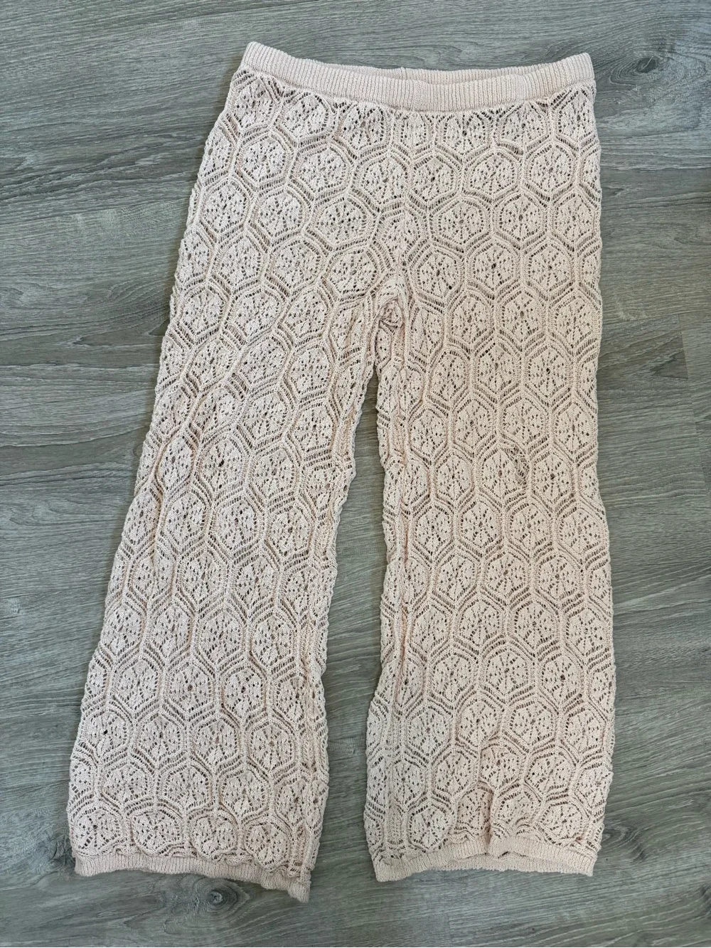 Crochet Wide-Leg Beach Vacation Pants - bathing suit cover-up sheer‎